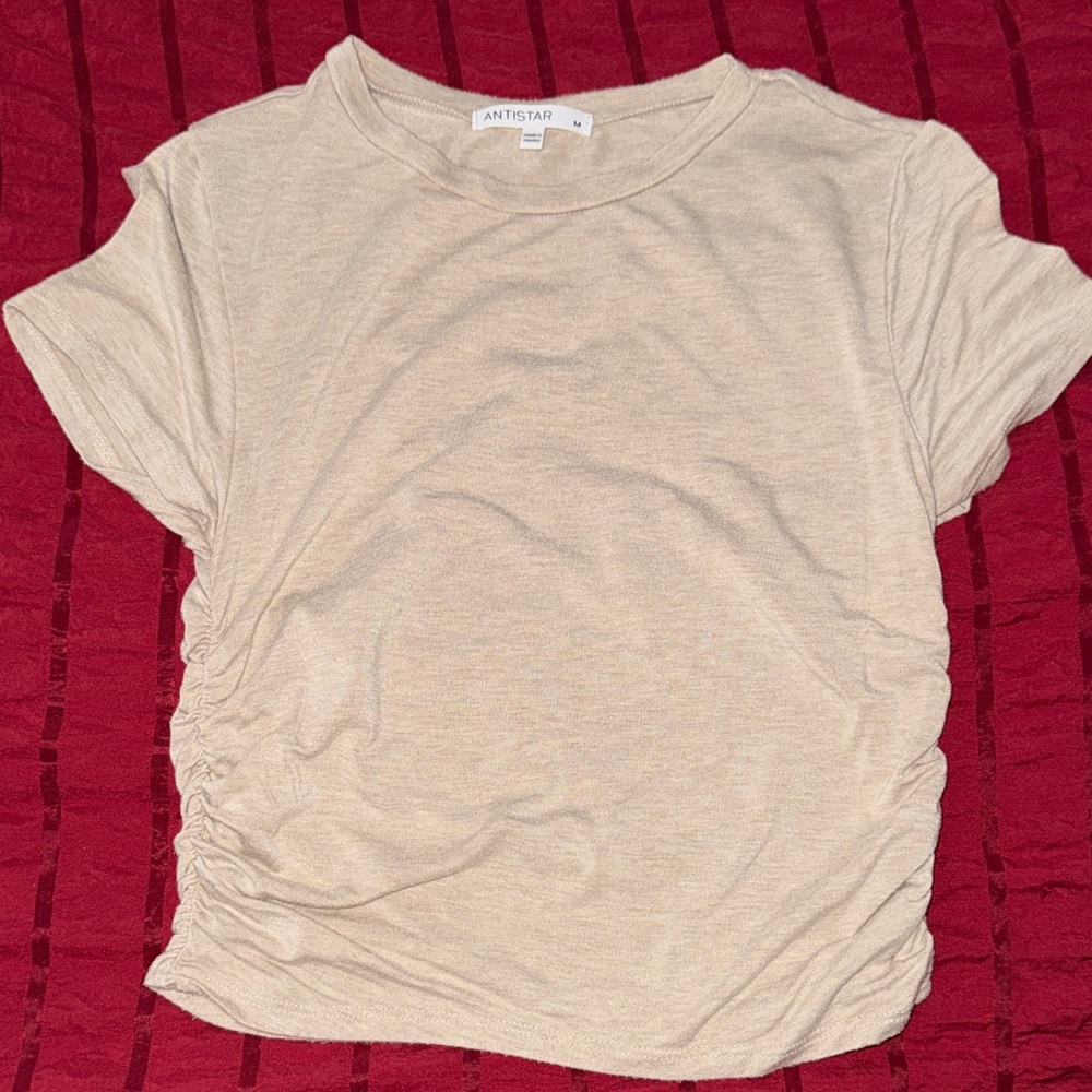 Beige Ruched Women's Top